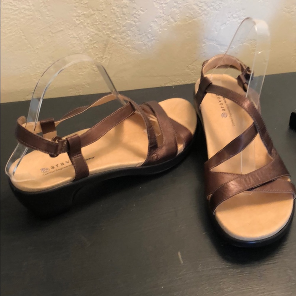 Aravon by New Balance Bronze Leather Sandals